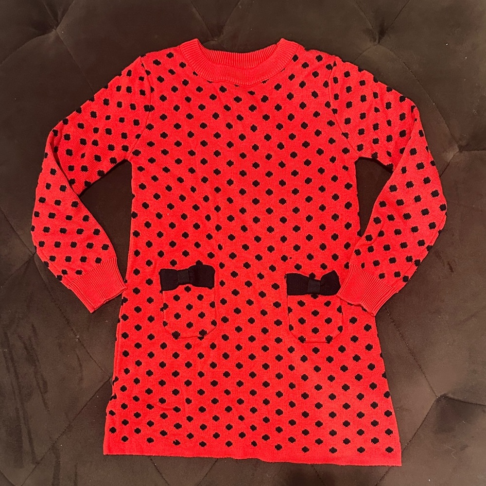 Red and Black Polka Dot Sweater Dress